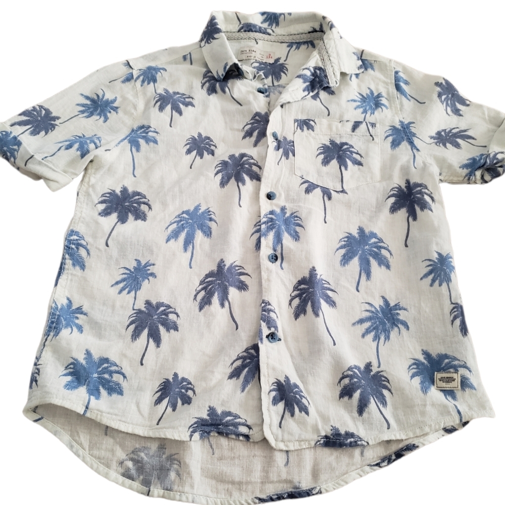 Zara kids palm tree linen shirt